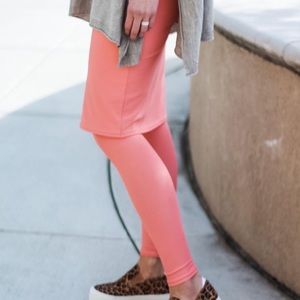 Sweet Lemon Thyme athletic skirted leggings ankle length pink snoga